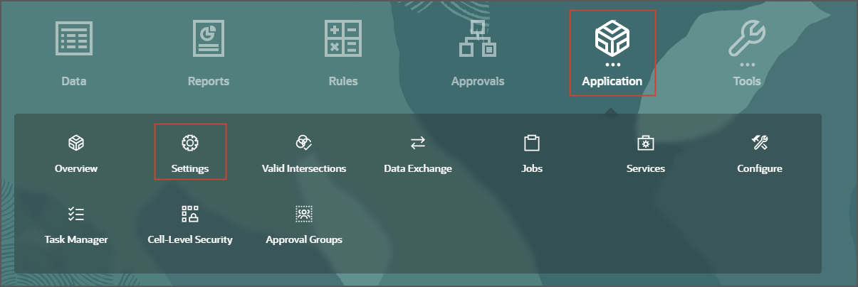 Navigating to Application Settings